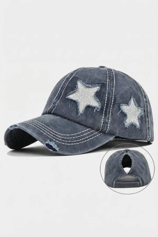 Casquette Étoile Maison Y2k - Unisexe Coton Bleu Marine avec Visière Courbée et Ajustable