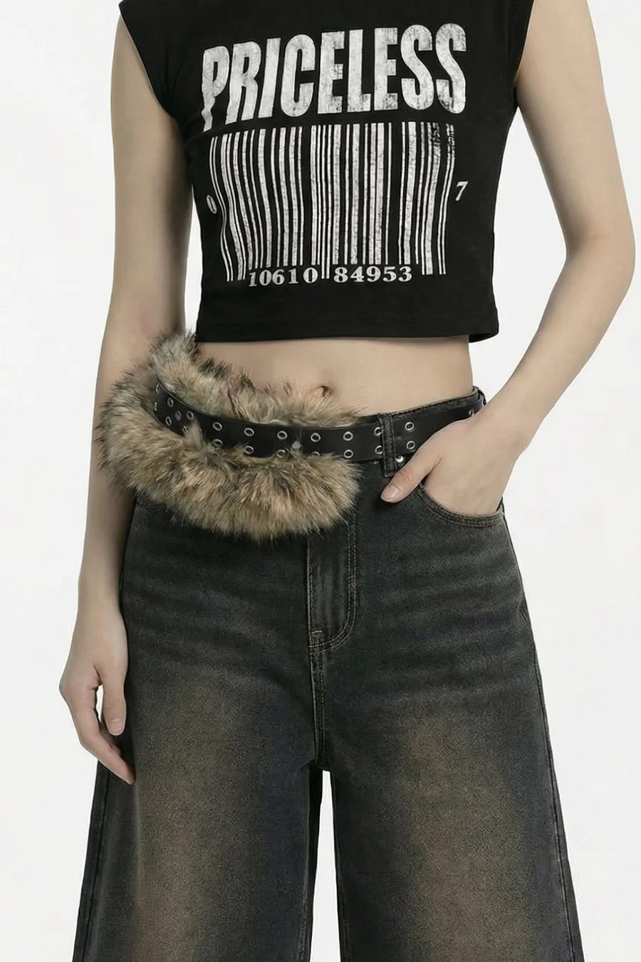 Ceinture Fourrure Maison Y2k - Accessoire Audacieux Rétro-Futuriste Années 2000 - 2