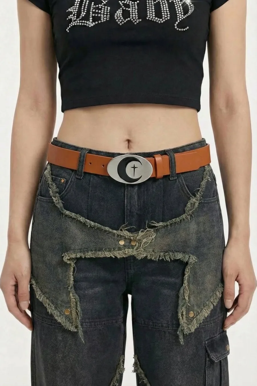 Ceinture Streetwear Retro Chic 2000s en Cuir Multicolore - Unisexe - 14