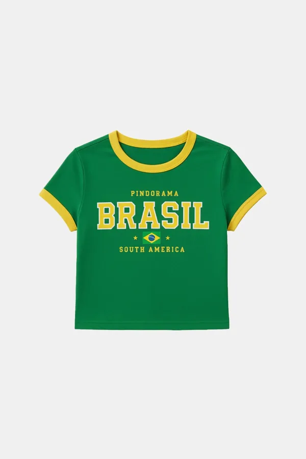 Crop top Brésil – L'Énergie du Carnaval en Haut Streetwear Éclatant