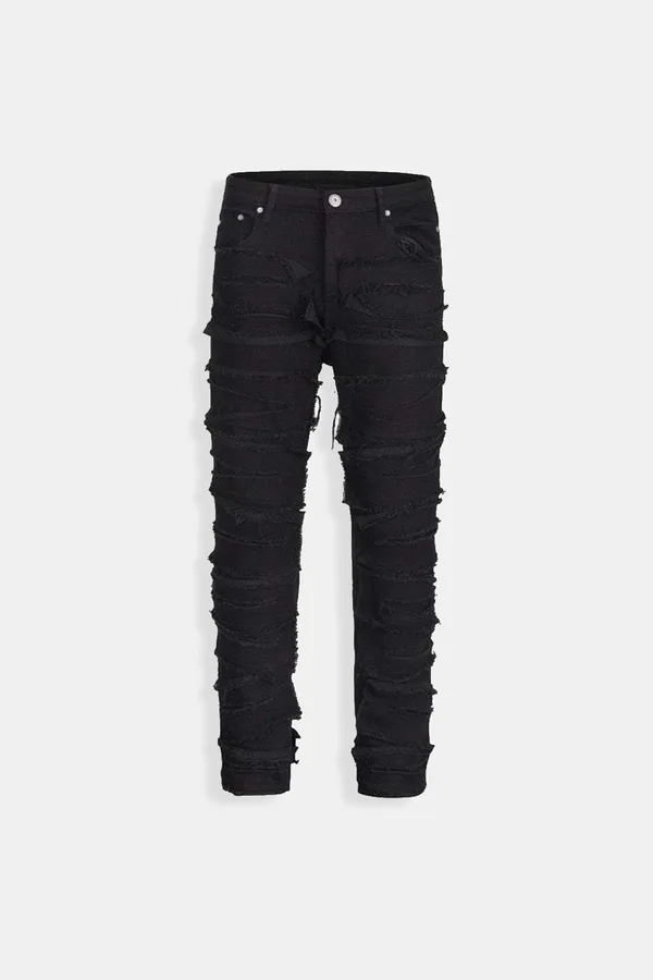 Jeans distressed élégants en coton-polyester