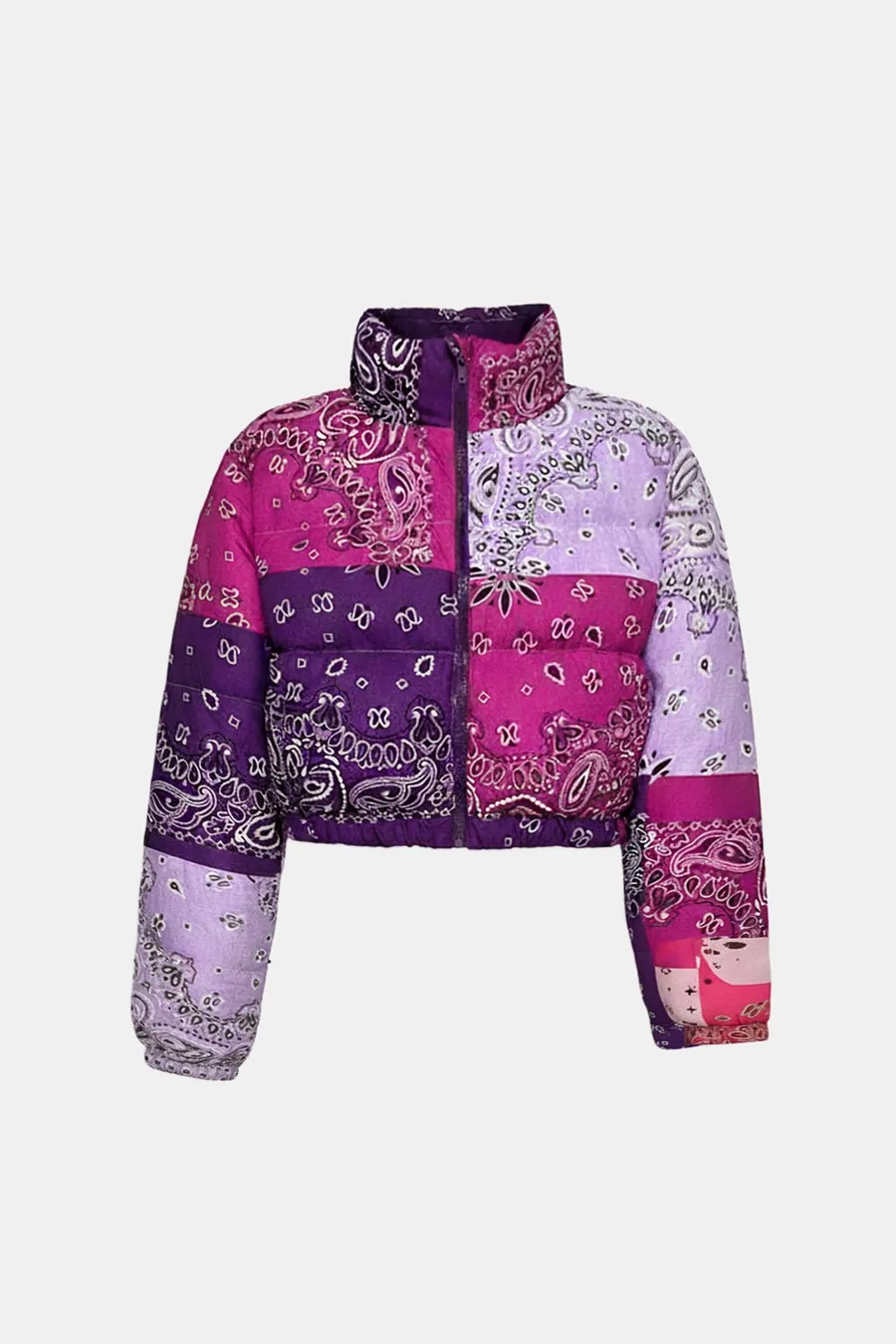 Doudoune Courte Bandana Femme - Veste Matelassée Imperméable avec Capuche - 5