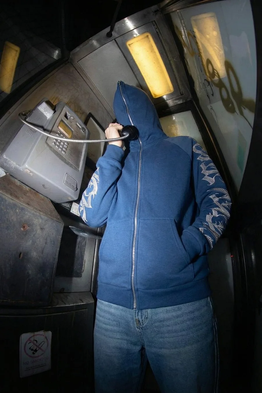 Doudoune Imprimée Bleue Y2K - Hoodie Unisexe Slim Éclair Complet et Design Urbain - 3