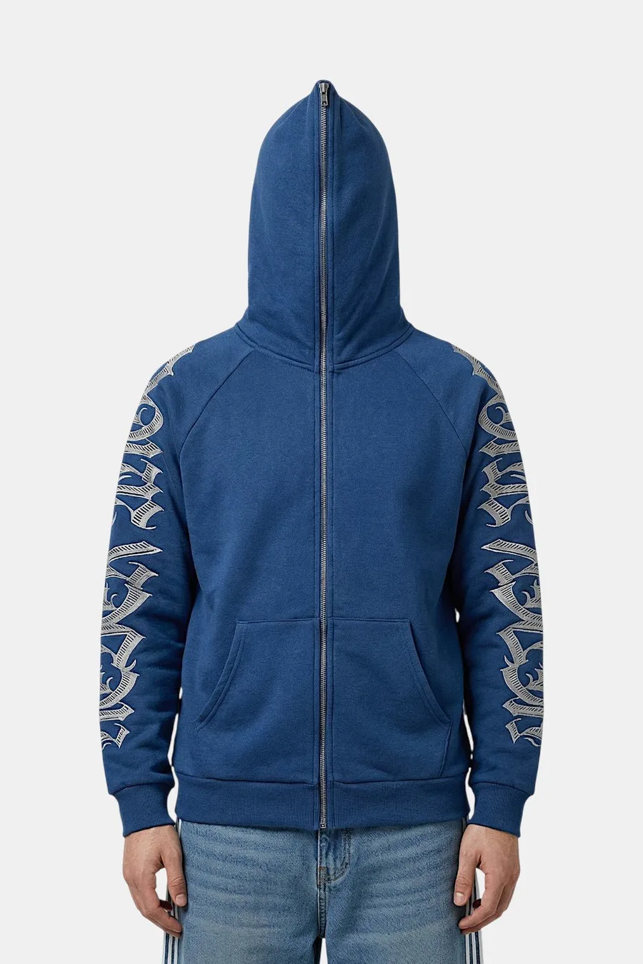 Doudoune Imprimée Bleue Y2K - Hoodie Unisexe Slim Éclair Complet et Design Urbain - 2