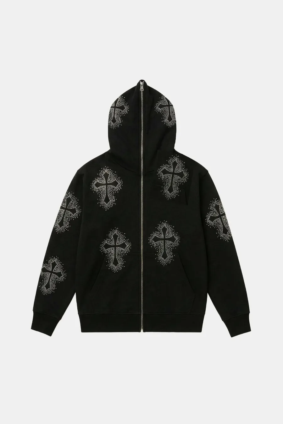 Gilet orné de croix strassées – Sweat Streetwear Y2K élégant et audacieux
