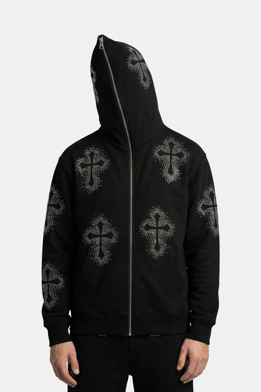 Gilet orné de croix strassées – Sweat Streetwear Y2K élégant et audacieux - 2
