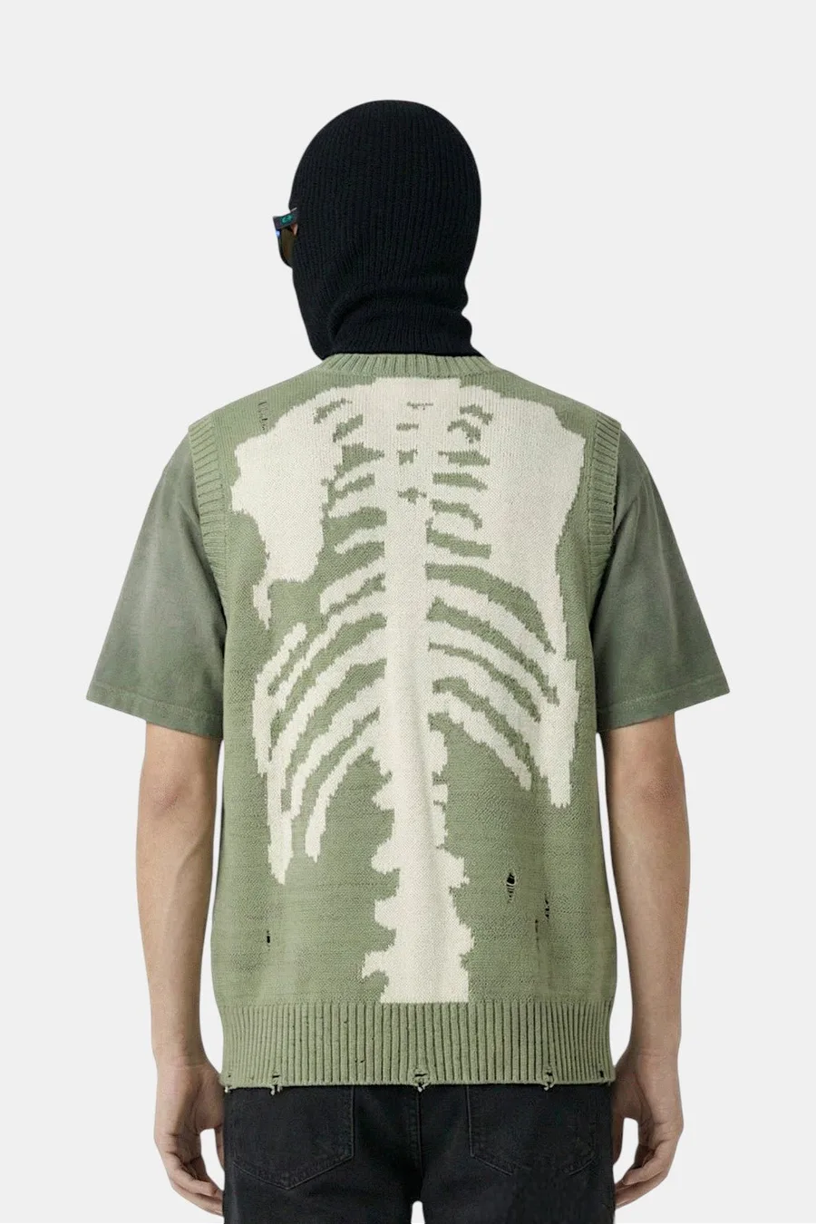 Sweat vert tendance Y2K motif squelette épuré - 3