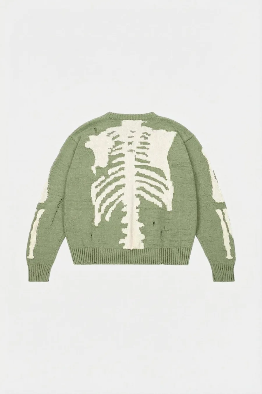 Sweat vert tendance Y2K motif squelette épuré