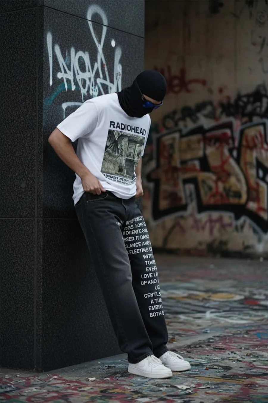 Jean Écriture Devant - Pantalon de Style Unique pour Homme et Femme - 4