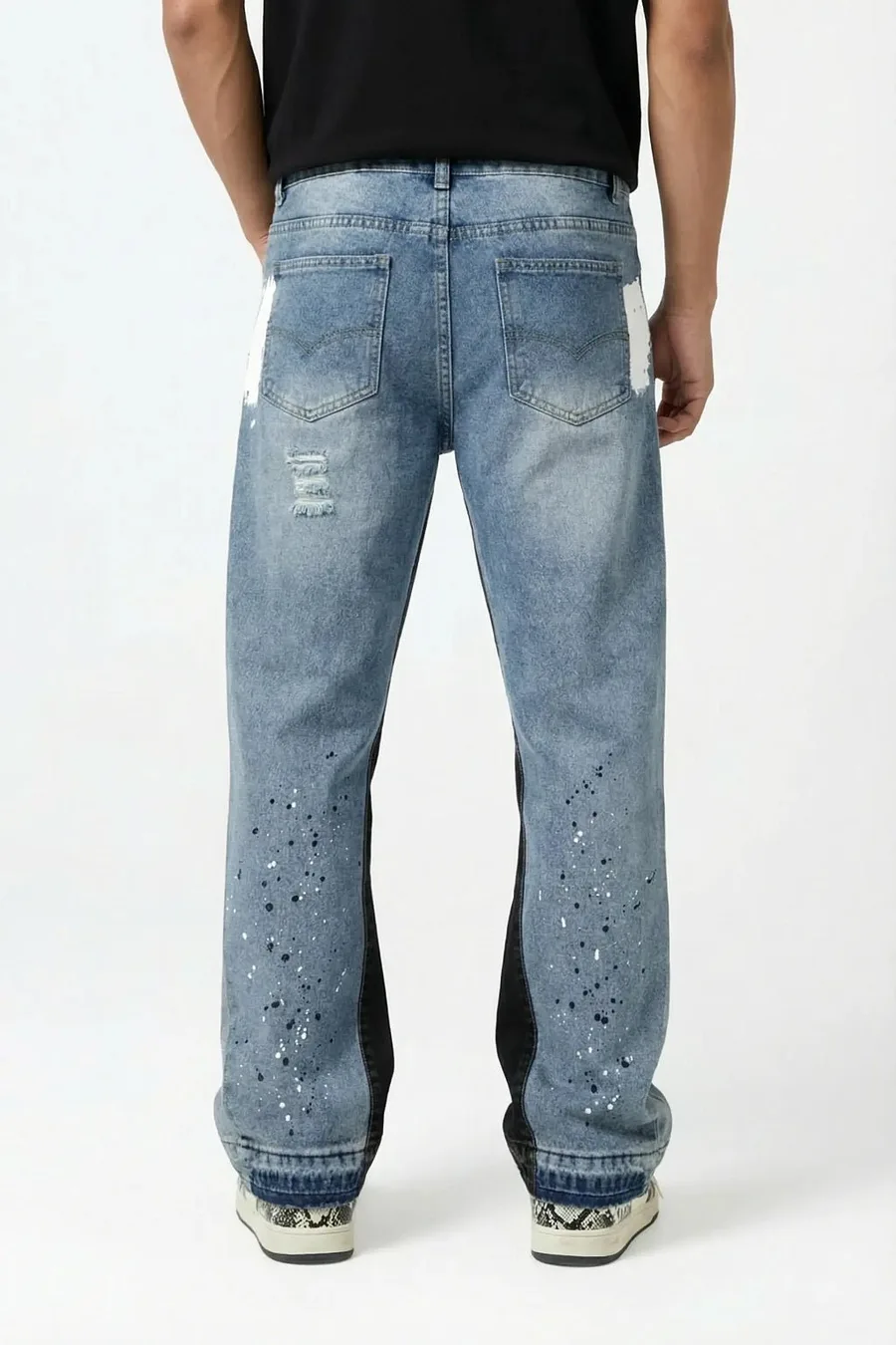Jean Drill UK Y2K Strass Taille Haute Unisexe - 4