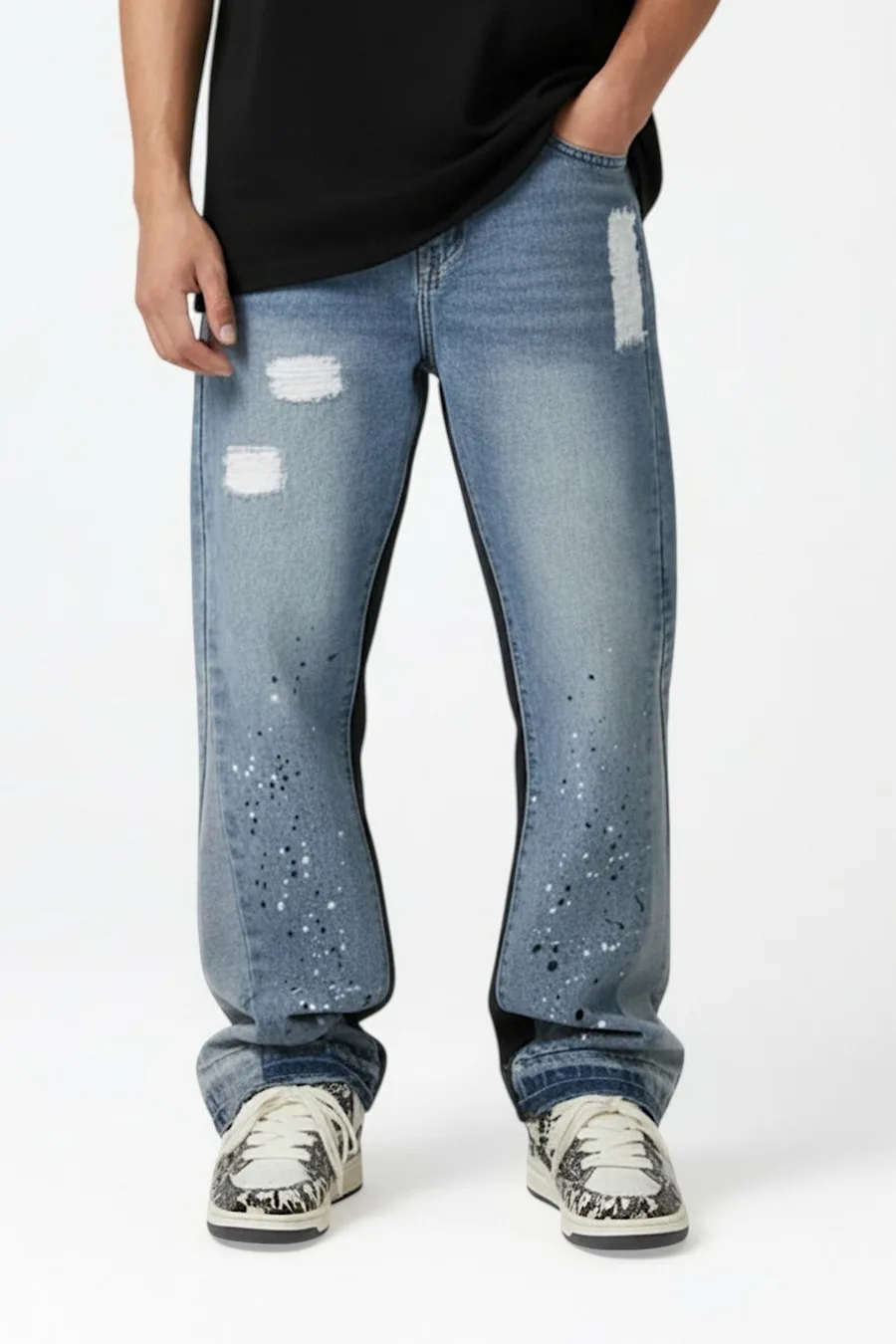Jean Drill UK Y2K Strass Taille Haute Unisexe - 2
