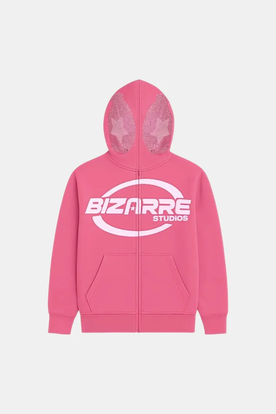 Sweat à capuche zippé rose Y2K avec Strass scintillants