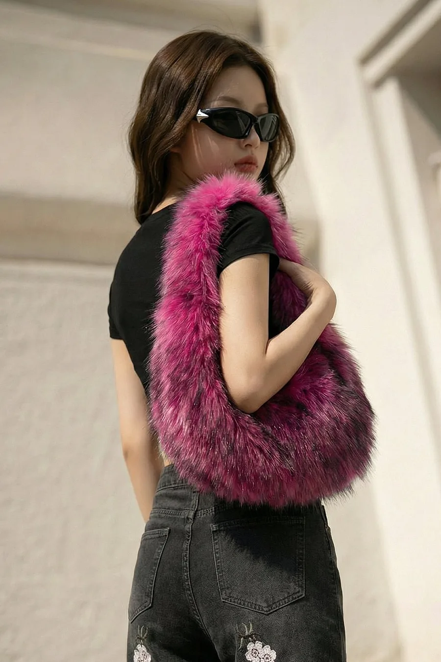 Sac en fourrure Y2K rétro vintage élégant pour look urbain moderne - 14