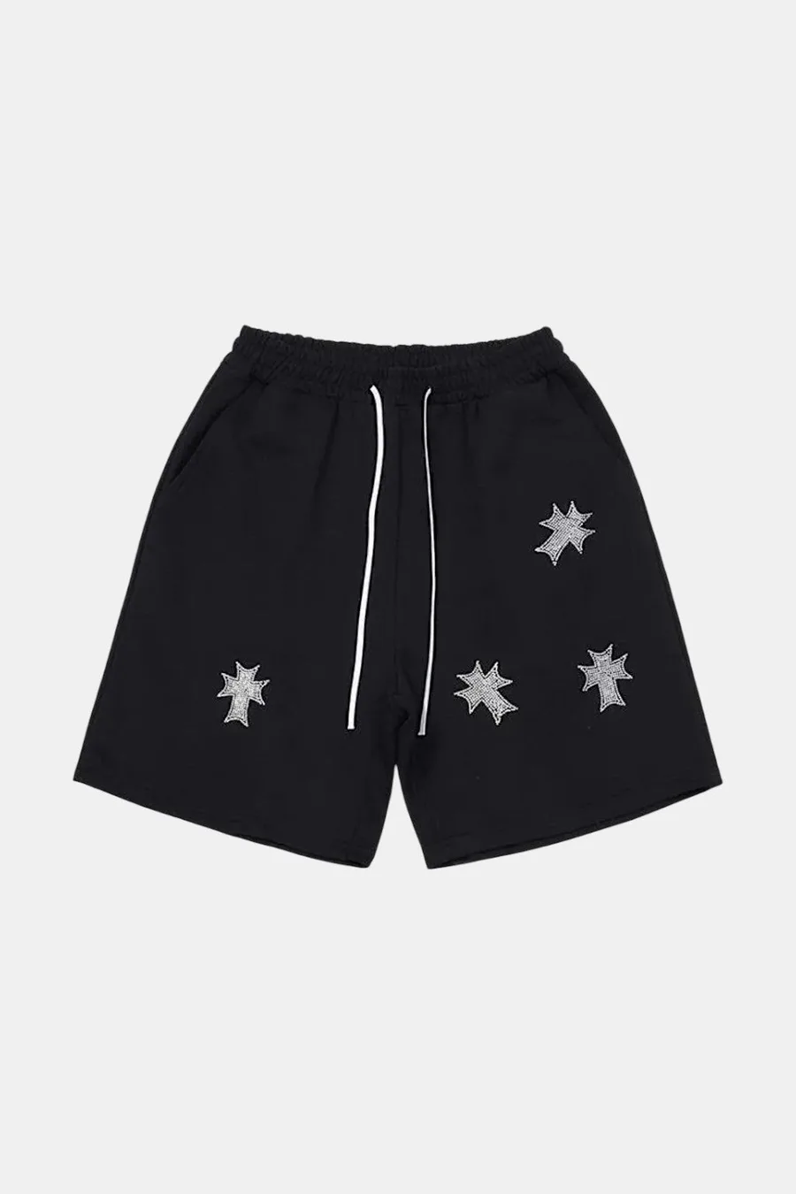 Short Croix Motif Diamant Respirant - Unisexe Élastique avec Poches Latérales