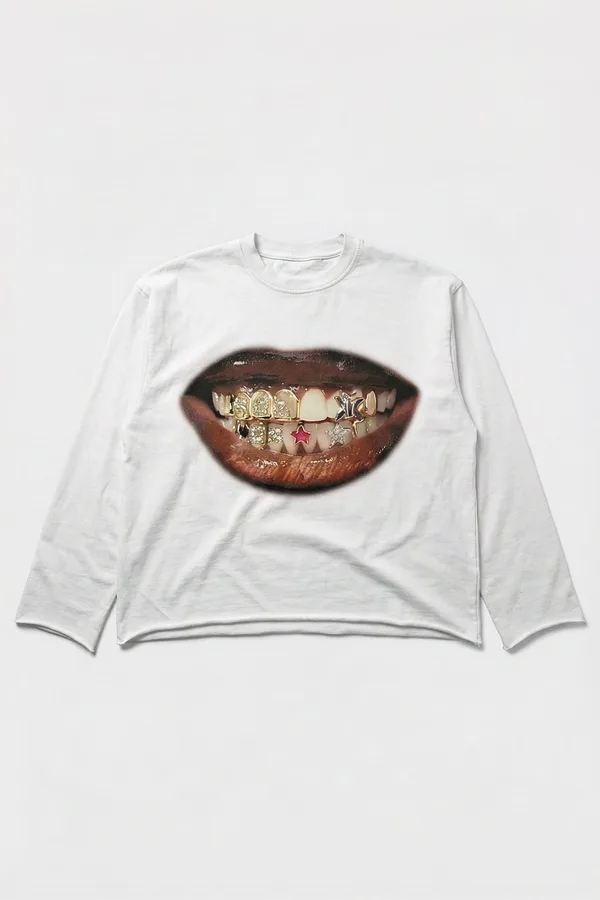 T-shirt imprimé bouche Y2K