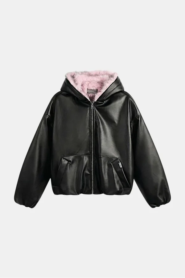 Veste en Cuir avec Doublure en Fourrure – Style Y2K Élégant et Urbain