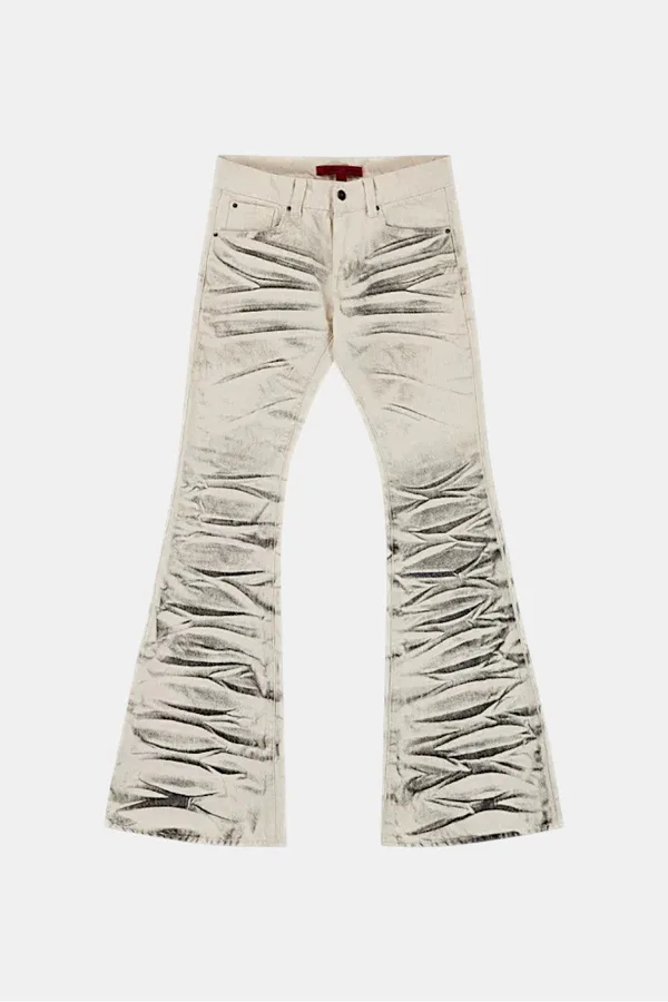 Jean blanc empilé Y2K - Silhouette urbaine contemporaine
